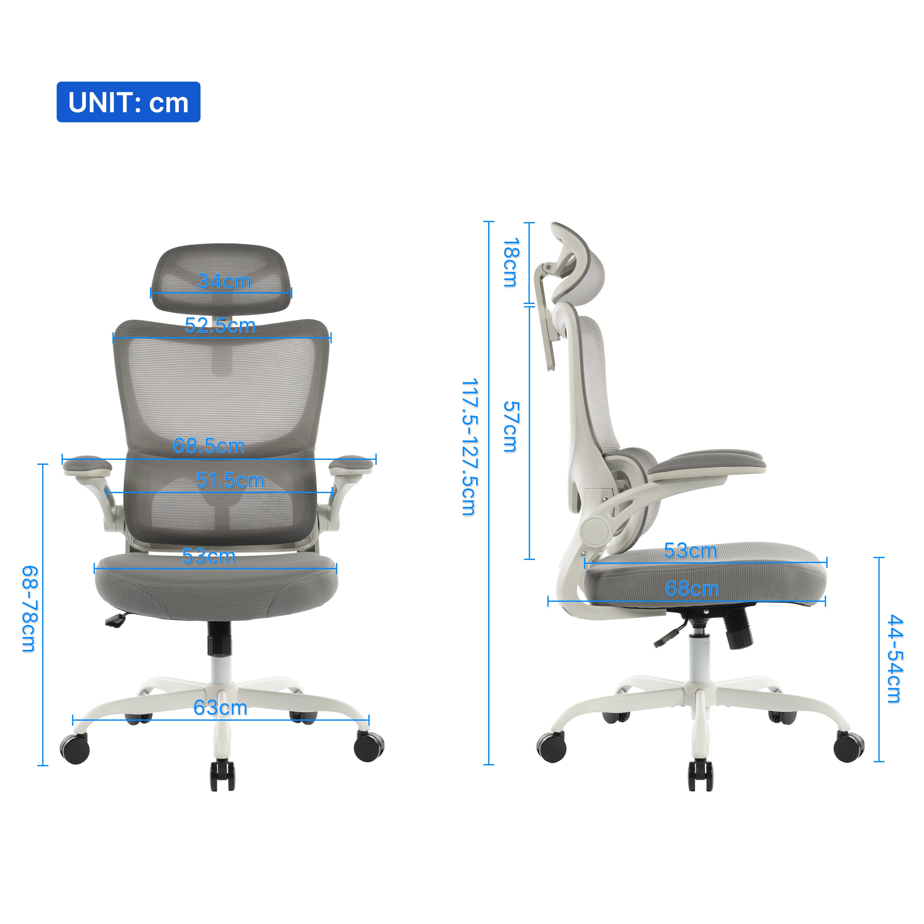 8028 Series High Back Ergonomic Office Chair Grey Foam