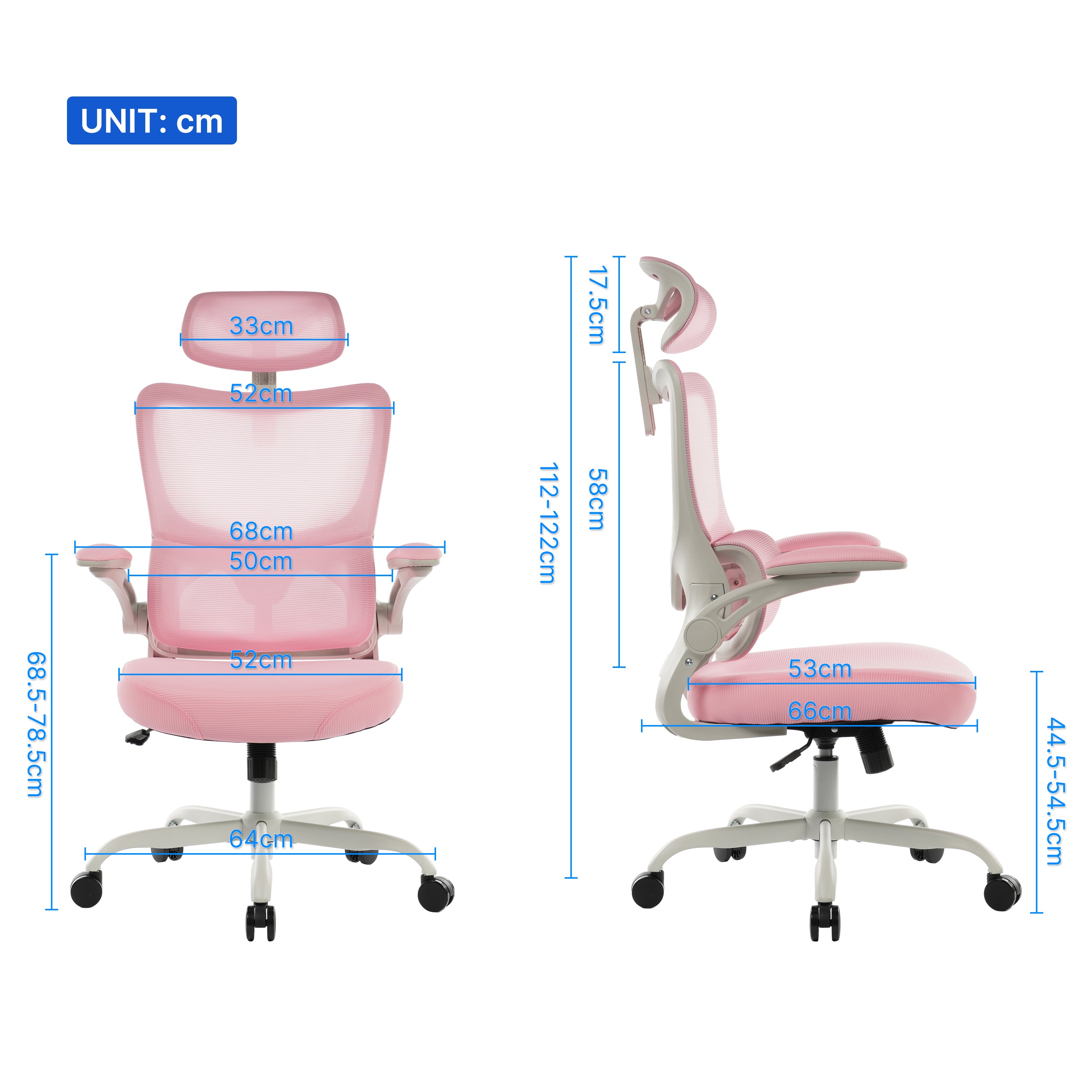 8028 Series High Back Ergonomic Office Chair Pink Foam