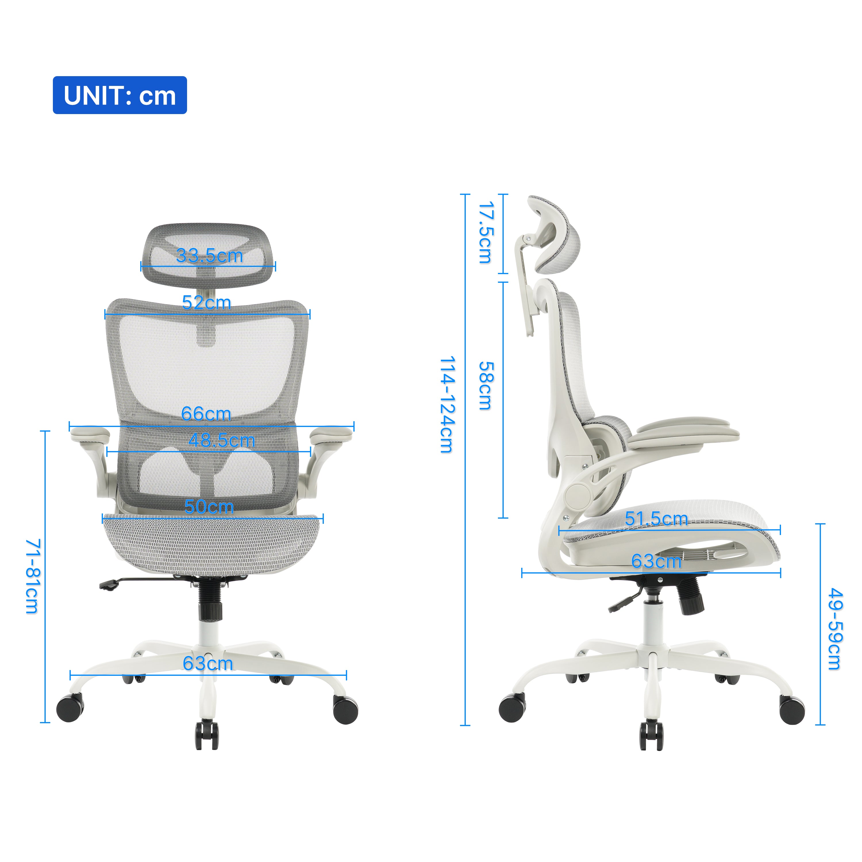 8028 Series High Back Ergonomic Office Chair Grey Mesh